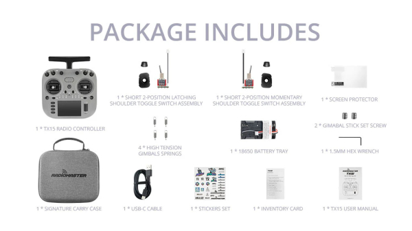 Контролер дрона (пульт) RadioMaster TX15 Grey (Сірий) FCC M2 (Захист стіків в подарунок) - фото №9